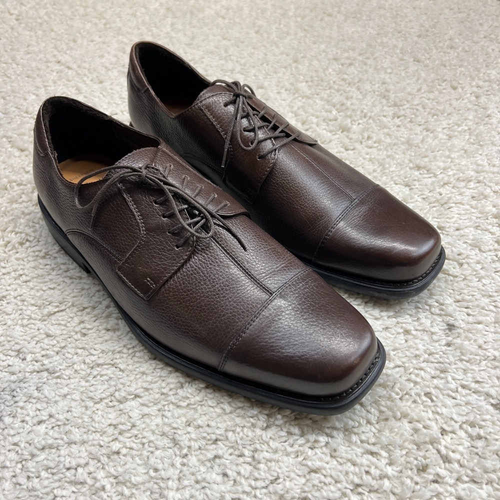 Johnston & Murphy Brown Pebbled Sheepskin Leather Oxford Cap Toe Shoes Mens 12 M